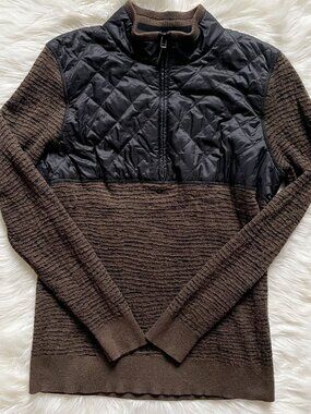Smartwool Olive Green Heather Black Brookline Hybrid Merino Wool ¼ Zip Pullover